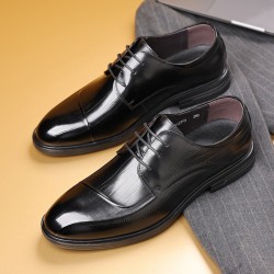 2024 autumn new men's leather shoes, top-grain cowhide, British-style, high-end business, pointed-toe wedding shoes, trendy genuine leather men's shoes