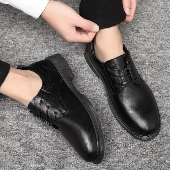 Autumn and winter men's casual leather shoes, Korean-style, breathable low-top, pointed-toe, trendy, versatile, soft-soled, work shoes for men