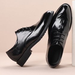 New men's leather formal shoes, business wedding shoes, top-grain cowhide, fashionable Korean-style men's shoes, gentleman's leather flat shoes
