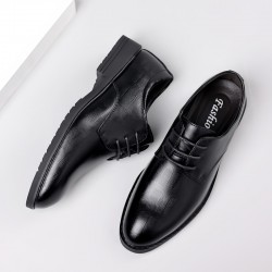 Men's leather shoes, business formal, genuine leather soft-soled, breathable, cross-border casual shoes, British-style groom's wedding suit derby shoes.