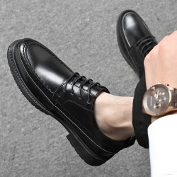Spring and summer men's business formal casual shoes, Korean-style pointed-toe thin wedding shoes, black work shoes.