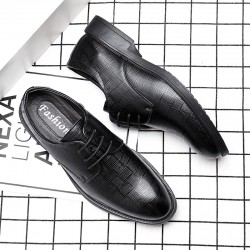 Men's business formal leather shoes, premium-looking, pointed-toe, height-enhancing casual shoes, British-style groom's wedding shoes, genuine leather soft leather. Suits