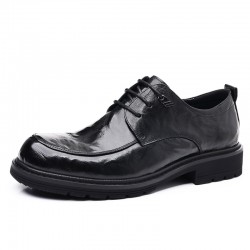 Spring new 2024 men's leather shoes, genuine leather British-style fashionable men's shoes, thick soles. Commuting shoes for business and formal wear