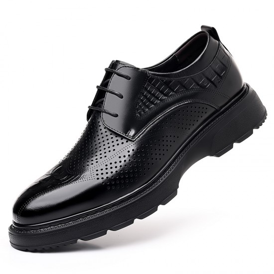 New summer sandals, men's hollow Business casual men's shoes, genuine leather, soft-soled, breathable, outdoor-inspired shoes.
