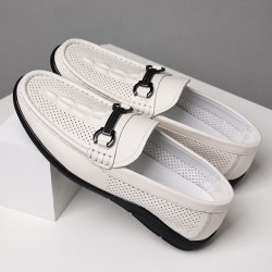Men's leather shoes, summer wholesale, trendy, breathable, non-slip loafers for men Genuine leather hollow hole shoes with soft leather