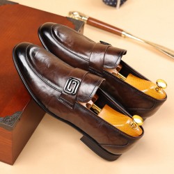 New men's leather shoes, formal, business, casual, slip-on loafers, top-grain cowhide, versatile, breathable men's shoes