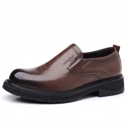 Men's casual leather shoes, 2023 autumn hot-selling, thick-soled, Korean-style commuting shoes, breathable, fashionable genuine leather shoes