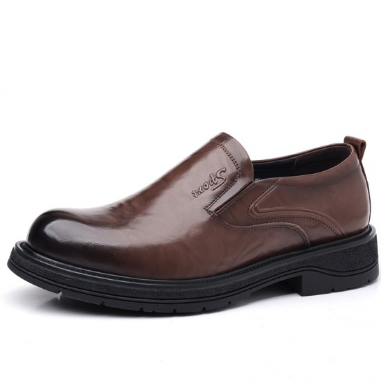 Men's casual leather shoes, 2023 autumn hot-selling, thick-soled, Korean-style commuting shoes, breathable, fashionable genuine leather shoes
