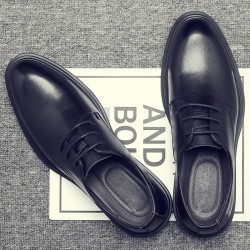 Men's casual business and formal leather shoes, genuine soft leather soles, casual cross-border men's shoes with built-in height-enhancing for work, weddings, and grooms
