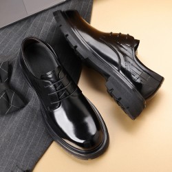 New autumn men's leather shoes, large toe commuter thick-soled genuine leather men's shoes, top-grain cowhide, luxury black British style