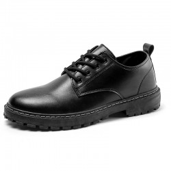 Spring men's breathable black British-style casual leather shoes, business formal for young men, round-toe Martin shoes for men.