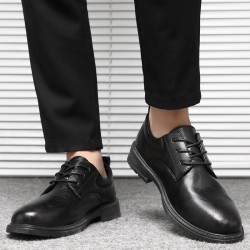 Autumn and winter men's casual leather shoes, Korean-style, breathable low-top, pointed-toe, trendy, versatile, soft-soled, work shoes for men
