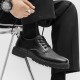 Men's summer black casual leather shoes, British business formal thick-soled, height-enhancing, round-toed, large-toed martin work shoes. Men's summer black casual leather shoes, British business formal thick-soled, height-enhancing, round-toed, large-toed martin work shoes.