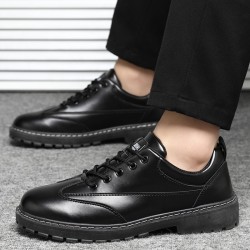 Autumn and winter men's casual leather shoes, lace-up Martin boots, Korean-style sneakers, breathable low-top shoes, work shoes, Martin boots for men