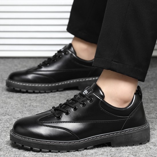 Autumn and winter men's casual leather shoes, lace-up Martin boots, Korean-style sneakers, breathable low-top shoes, work shoes, Martin boots for men Autumn and winter men's casual leather shoes, lace-up Martin boots, Korean-style sneakers, breathable low-top shoes, work shoes, Martin boots for men