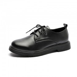Black men's leather shoes, British casual, large-toe, trendy Korean-style single shoes, youth suit, round-toe work shoes.