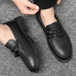 Spring and autumn loafers for men Breathable leather shoes, versatile casual shoes, black work shoes, slip-on loafers.