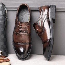 British Wedding Groomsmen Formal Suit, Luxury Derby Genuine Leather Italian Business Formal Commuter Leather Shoes