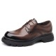 New autumn men's leather shoes, large toe commuter thick-soled genuine leather men's shoes, top-grain cowhide, luxury black British style