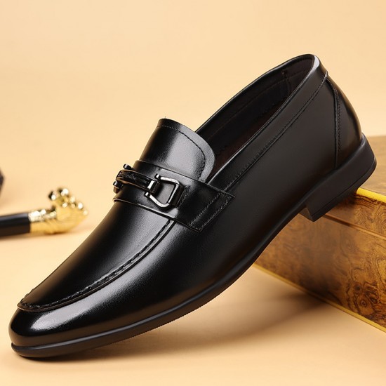 New top-grain cowhide loafers, men's business formal, light luxury loafers, premium British-style men's leather shoes.