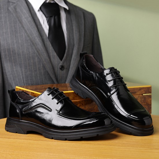 New men's casual leather shoes, business formal men's wedding shoes, black, commuter, British-style, genuine leather wholesale trend