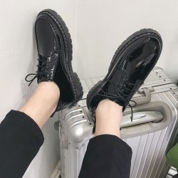 Shipshipping shiny leather British leather shoes, versatile Korean-style small leather shoes, thick-soled Martin work shoes, cross-border shoes for foreign trade