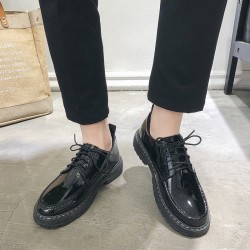 Shipshipping shiny leather British leather shoes, versatile Korean-style small leather shoes, thick-soled Martin work shoes, cross-border shoes for foreign trade
