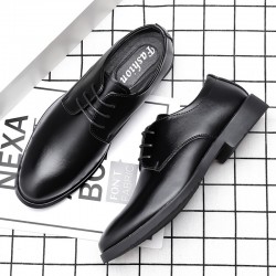 Men's business formal leather shoes, premium-looking, pointed-toe, height-enhancing casual shoes, British-style groom's wedding shoes, genuine leather soft leather. Suits