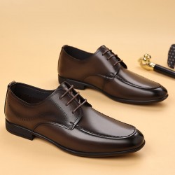 New men's leather shoes, genuine leather business formal wedding shoes, top-grain cowhide, light luxury soft-soled British fashion men's shoes, black