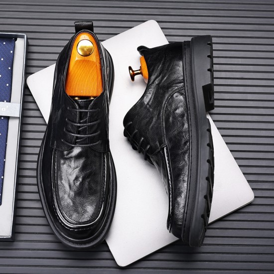 New Genuine Leather Casual Wholesale Men's Leather Shoes, Breathable British Style Men's Trendy Top-Grain Sheepskin Korean Style Men's Spring Shoes