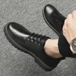 Young men's leather shoes, British black, casual business and formal, large-toe, Korean-style waterproof Martin shoes for work, cross-border delivery