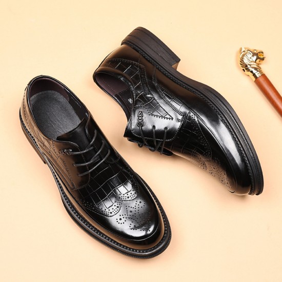 Men's leather shoes, autumn new, top-grain cowhide formal, business, wedding shoes, black, wholesale, casual, British-style men's shoes
