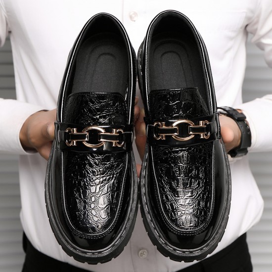 Spring and summer shiny casual leather shoes, men's slip-on loafers, youth Korean-style trendy British slip-on loafers.