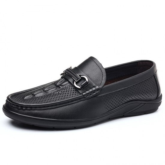 Men's leather shoes, summer wholesale, trendy, breathable, non-slip loafers for men Genuine leather hollow hole shoes with soft leather