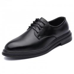 Men's casual business and formal leather shoes, genuine soft leather soles, casual cross-border men's shoes with built-in height-enhancing for work, weddings, and grooms