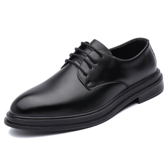 Men's casual business and formal leather shoes, genuine soft leather soles, casual cross-border men's shoes with built-in height-enhancing for work, weddings, and grooms