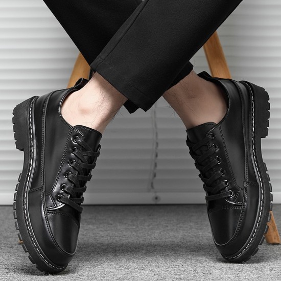 Men's Korean-style black British casual work shoes, Korean-style trendy and versatile Martin shoes for cross-border trade.