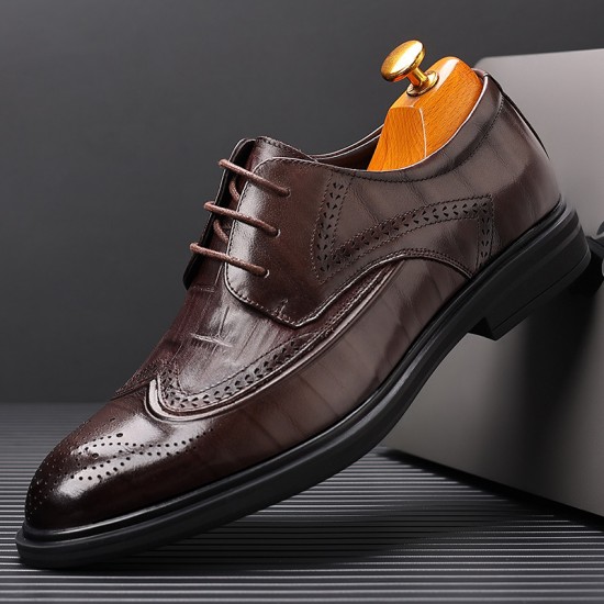 New men's formal business leather shoes, high-end lace-up derby shoes, genuine leather casual wholesale, British soft-soled men's shoes