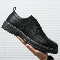 2024 new cross-border men's casual business and formal leather shoes, British black, soft-soled work shoes.