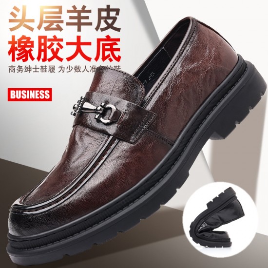Men's leather shoes, new casual wholesale, men's leather shoes, top-grain sheepskin breathable men's trendy genuine leather Korean-style men's shoes