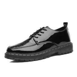 Men's summer casual leather shoes, autumn, Korean-style trendy, British soft-soled. Men's youth business formal shoes, crocodile-print leather shoes