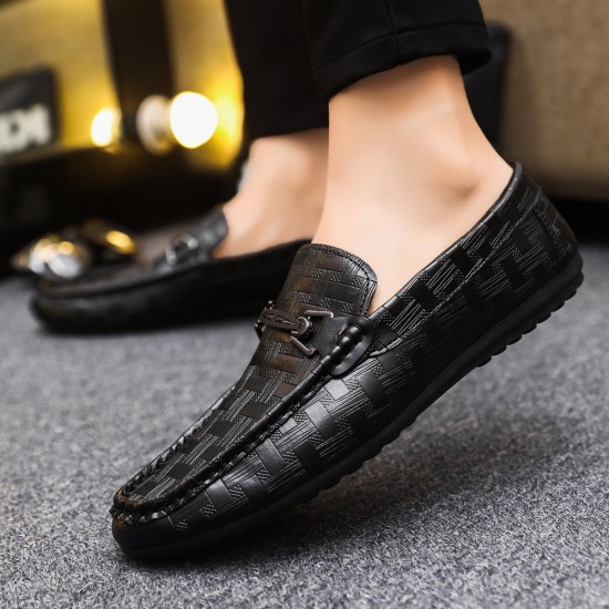Low-top casual loafers, breathable, trendy, versatile black leather slip-on shoes, trendy work loafers, foreign trade dropshipping Low-top casual loafers, breathable, trendy, versatile black leather slip-on shoes, trendy work loafers, foreign trade dropshipping