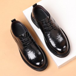 New men's casual and versatile thick-soled, large-toe trendy shoes, genuine leather business formal, men's wedding shoes, Korean-style