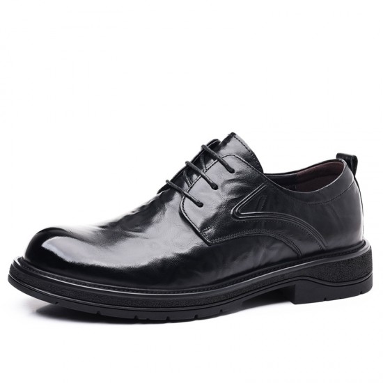 New men's casual and versatile thick-soled, large-toe trendy shoes, genuine leather business formal, men's wedding shoes, Korean-style