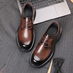 New autumn men's leather shoes, large toe commuter thick-soled genuine leather men's shoes, top-grain cowhide, luxury black British style