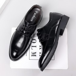 Men's business formal leather shoes, new genuine leather casual shoes, breathable, soft-soled, soft-surface British wedding shoes.