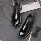 New autumn men's leather shoes, large toe commuter thick-soled genuine leather men's shoes, top-grain cowhide, luxury black British style