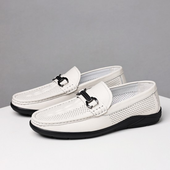 Wholesale men's sandals, trendy, breathable, non-slip, moccasins, men's genuine leather soft-soled, soft-sole, hollowed-out clogs