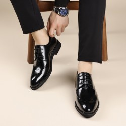 New men's leather formal shoes, business wedding shoes, top-grain cowhide, fashionable Korean-style men's shoes, gentleman's leather flat shoes