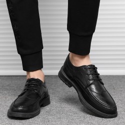 Winter casual leather shoes for men, business formal, black groom's wedding shoes, youth British pointed-toe suit shoes